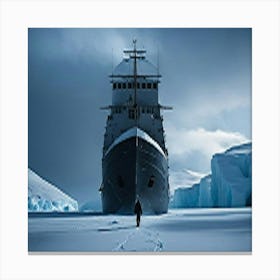 Hombre Observando Un Barco Encallado Canvas Print