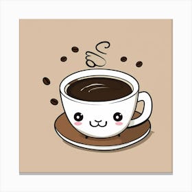 Kawaii Coffee Cup Canvas Print