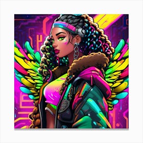 Neon Girl With Wings 18 Canvas Print