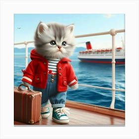 Cat On A Cruise Ship Canvas Print