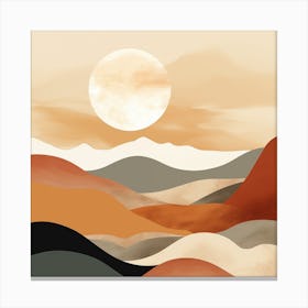 Abstract Boho Sunset Earth Tones Canvas Print