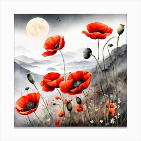Poppy Landscape Painting (18) Canvas Print