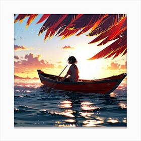 Girl In A Boat Canvas Print