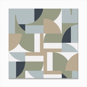 Futuristic Bauhaus Polygons Beige Square Canvas Print