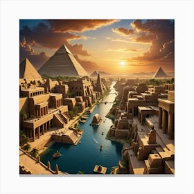 Egyptian City At Sunset Canvas Print