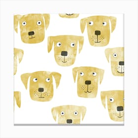 Fun Watercolor Golden Yellow Labrador Retriever Dogs Canvas Print