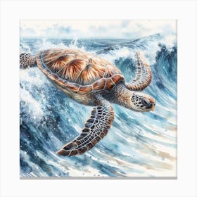 Sea Turtle Watercolour Art Print 4 Canvas Print