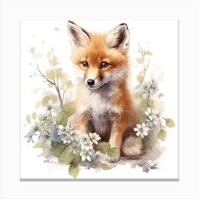 Fox In Flowers Canvas Print