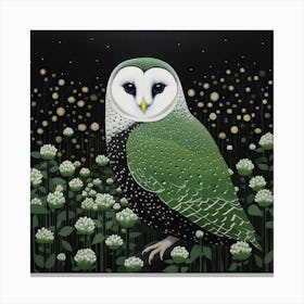 Ohara Koson Inspired Bird Painting Barn Owl 2 Square Canvas Print