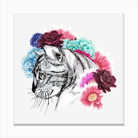 Cat With Flowers 1 Canvas Print