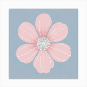 A White And Pink Flower In Minimalist Style Square Composition 97 Canvas Print