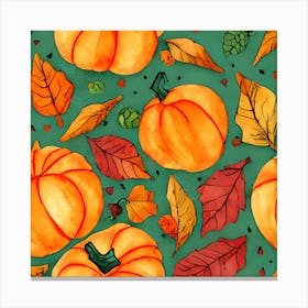 Watercolor Pumpkins Canvas Print