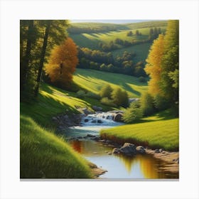 Stream In The Countryside 5 Canvas Print
