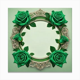 Green Roses Frame 9 Canvas Print