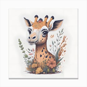 Floral Giraffe (8) Canvas Print