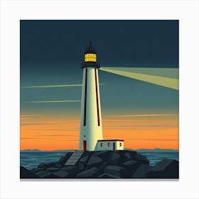 Lighthouse At Sunset 3 Canvas Print