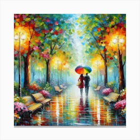 Couple In The Rain Canvas Print