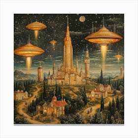 Alien Invasion Ancient Tapestry 1 Canvas Print