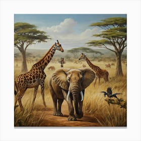 Giraffes In The Wild Canvas Print
