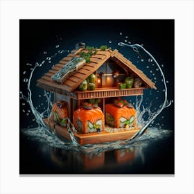 Japanese Sushi In The Shape Of A House In A Japanese 3 Canvas Print