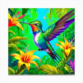 Hummingbird In The Jungle 1 Canvas Print