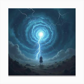 A Fierce Storm Giant Summoning Lightning From A Swirling Vortex In The Sky 1 Canvas Print