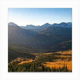 Alpine Landscape Bathed In The Warm Hues Of Autumn Vast Panoramic View Dominates The Scene Golden (4) Canvas Print