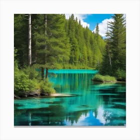 Blue Lake In The Forest 7 Canvas Print