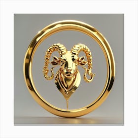 Default Simple Symbol Of Zodiac Sign Aries Made Of Pure Gold S 2 Canvas Print