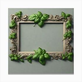 Picture Frame With Green Leaves Canvas Print