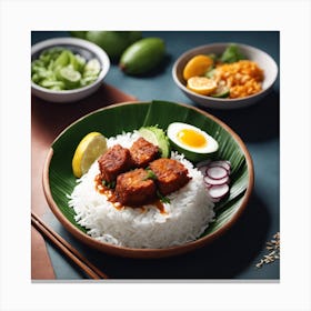 Savoring Tradition: A Plate of Nasi Lemak Canvas Print