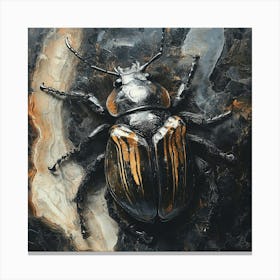 Beetle On Marble Canvas Print