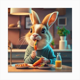 Rabbit Eating Breakfast Canvas Print