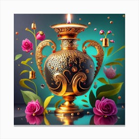 A vase of pure gold studded with precious stones 12 Canvas Print