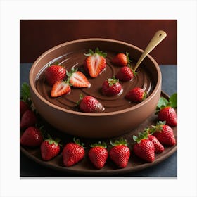 Chocolate Dip With Strawberries Canvas Print