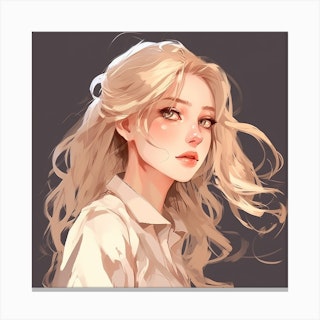 Original painting/ canvas by ALENA DE PLOTI* 8 x 8, Anime Blond Girl