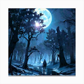 Full Moon In The Forest Canvas Print