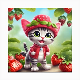 Strawberry Cat Canvas Print