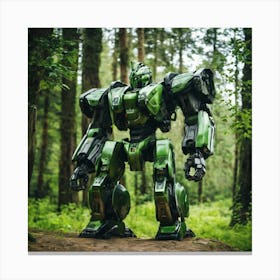 Robot In The Forest 3 Canvas Print