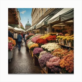 Flower Market Poster Berlin Germany 2 Art Print 0 Canvas Print