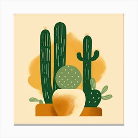 Rizwanakhan Simple Abstract Cactus Non Uniform Shapes Petrol 20 Canvas Print