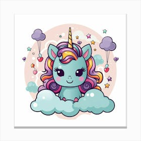 Unicorn With Rainbow Mane 43 Canvas Print