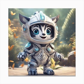 A Super Cute Chibi Zodiac Zebra, In The Universe, With Snowwhite Shiny Fur, Happy Smile, Happy Smile Canvas Print