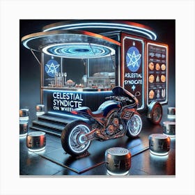 A Futuristic Chinese Motorcycle Restaurant Called Canvas Print