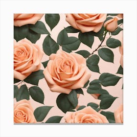 Peach Roses 5 Canvas Print