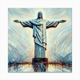 Brush Stroke Color Painting Christ The Redeemer Brazil 2 Canvas Print