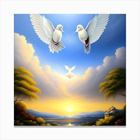 Doves In The Sky Canvas Print