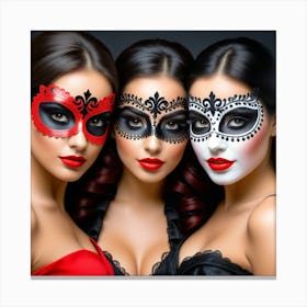 Mujeres Con Mascaras Carnaval Italiano Canvas Print