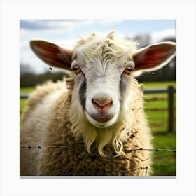 Fur Pet Cute Wool Farm Animal Wood Countryside Head Shot Country Head Graze Mammal Green (2) Canvas Print