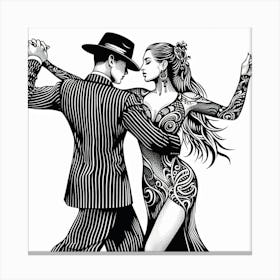 Line Art Tango dance 2 Canvas Print